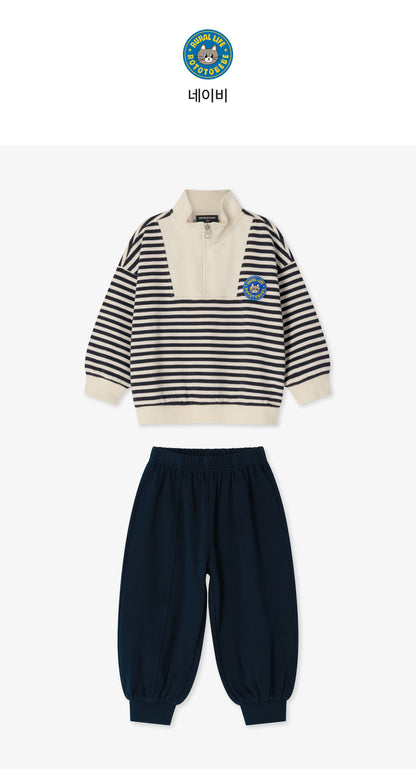 French Terry Half-Zip Stripe Set
