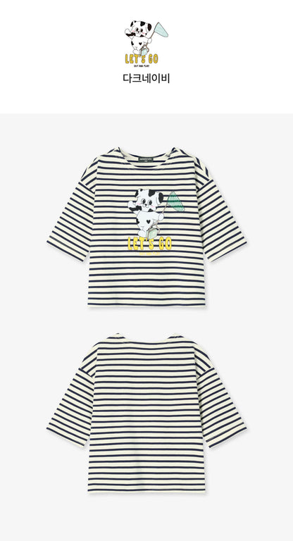 Single Jersey Stripe 3/4 Sleeve T-Shirt