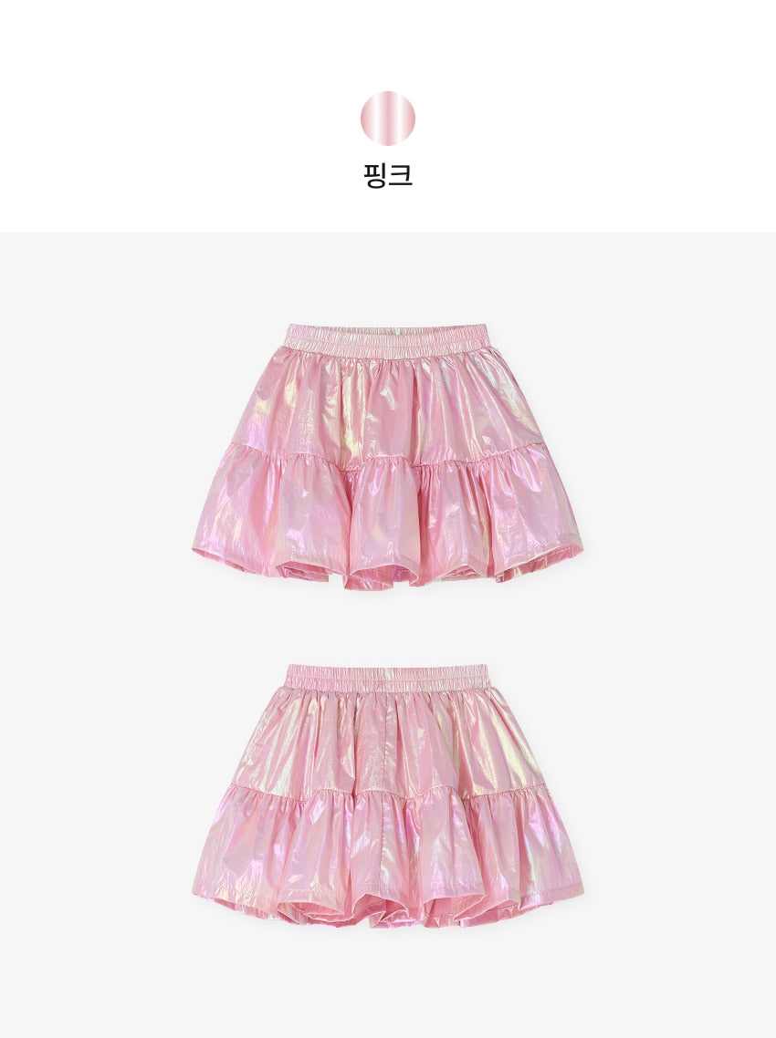[26S] Glossy Shirring Skirt