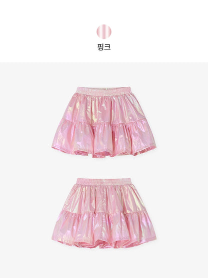 [26S] Glossy Shirring Skirt