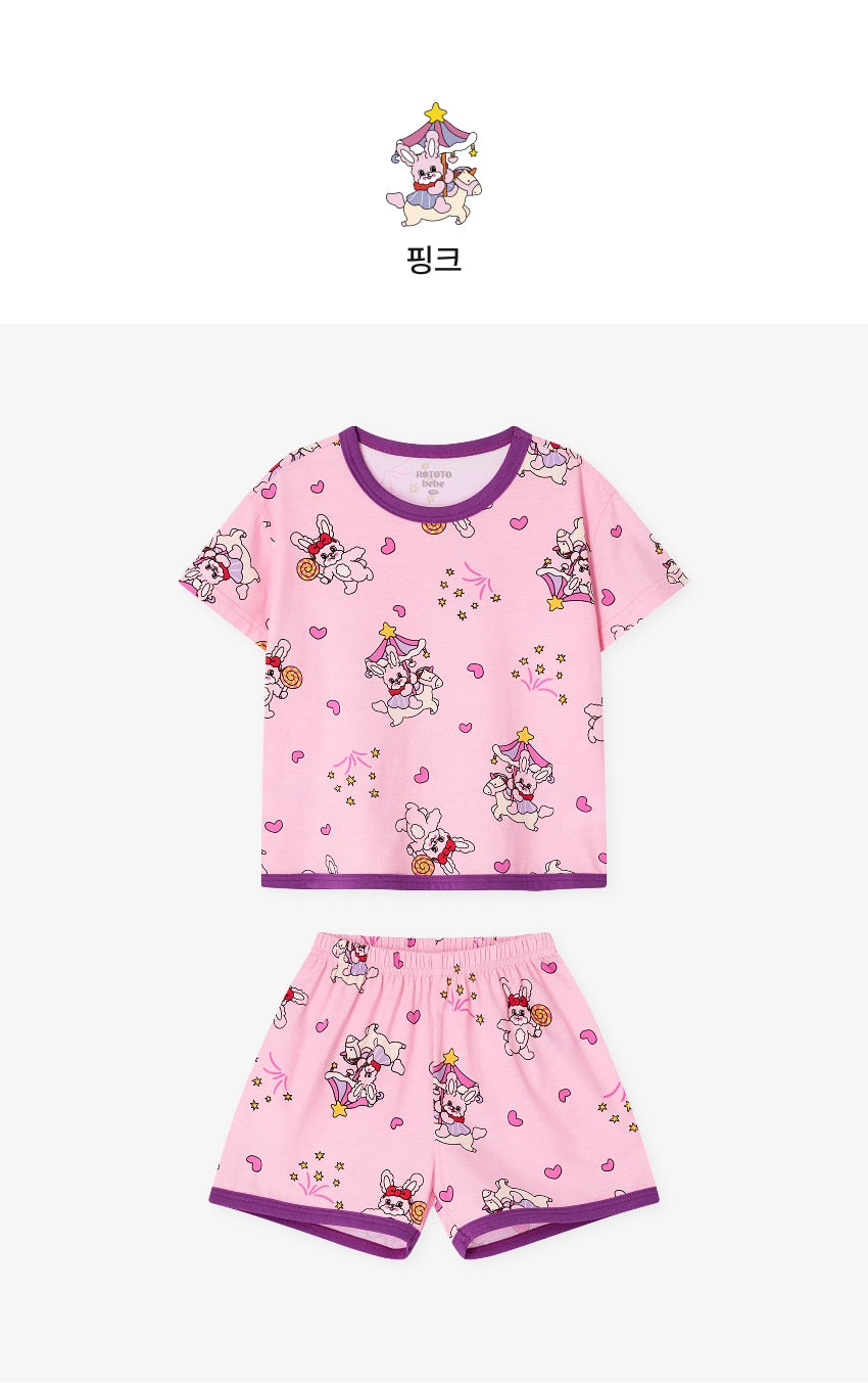 [26S] Cotton Modal All-Over Short Sleeve Loose Fit Loungewear