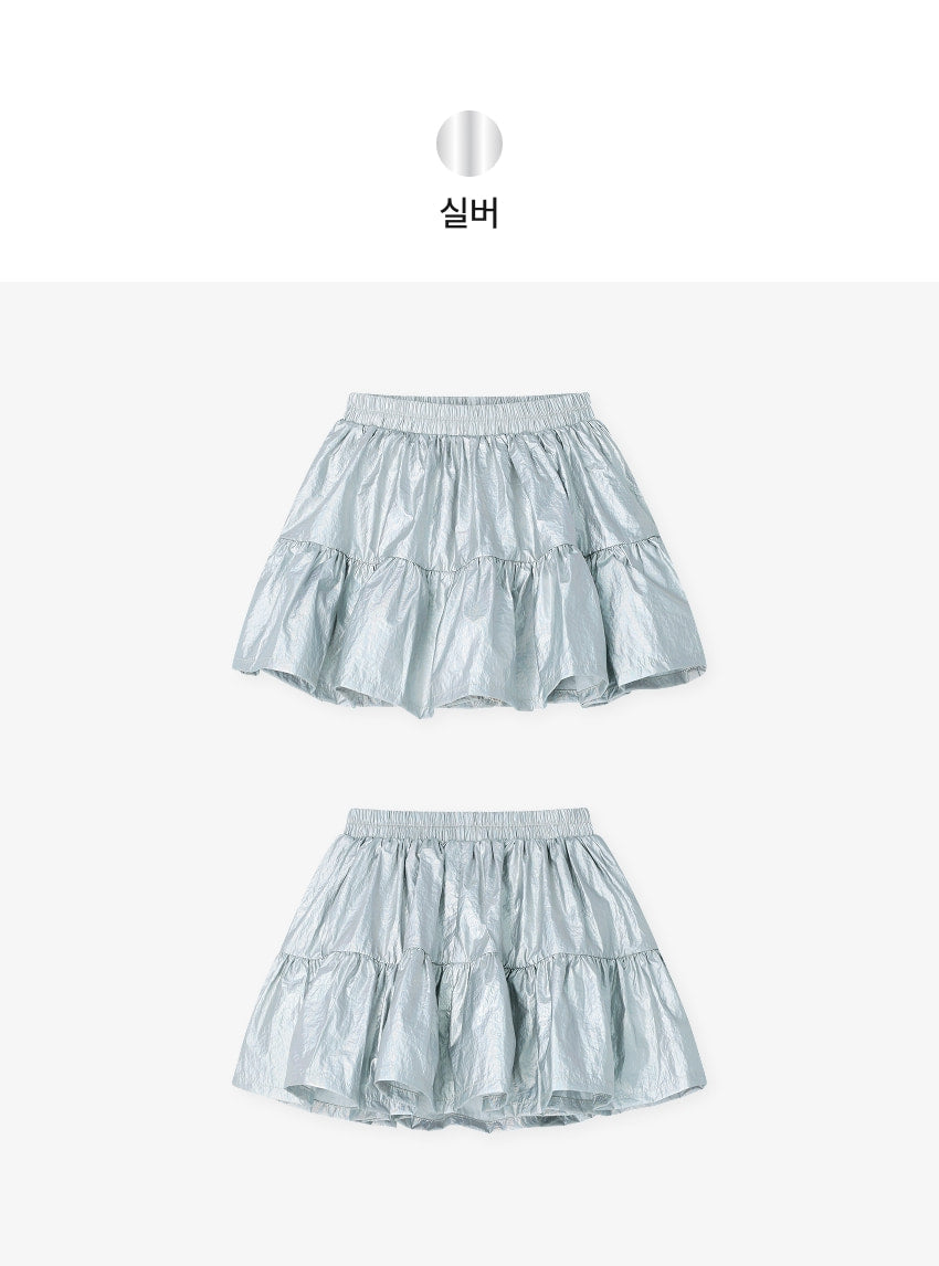 [26S] Glossy Shirring Skirt