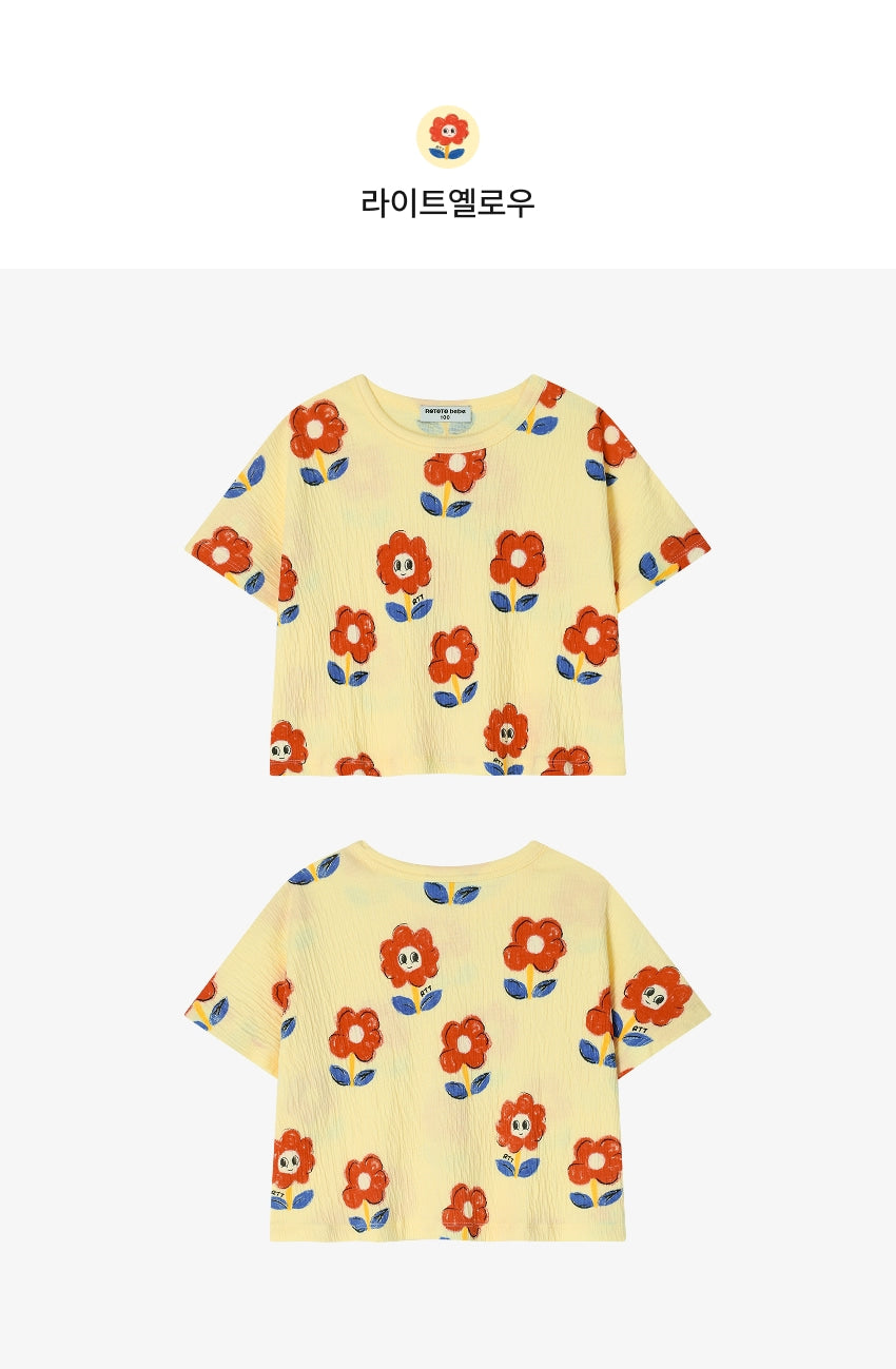 [26S] Crinkle All-Over Crop T-Shirt