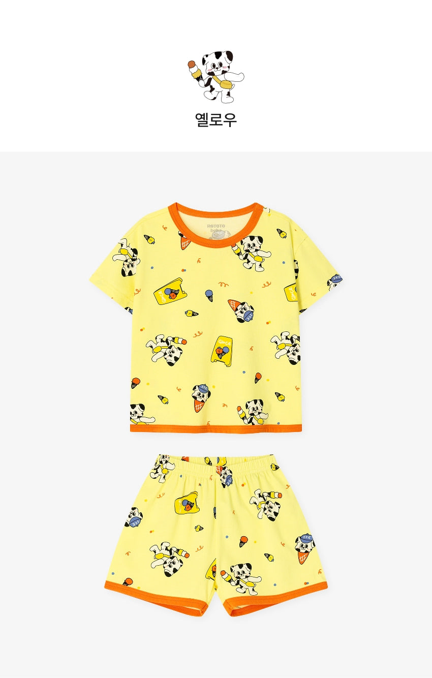 [26S] Cotton Modal All-Over Short Sleeve Loose Fit Loungewear