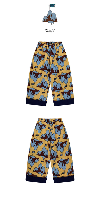 Woven Digital Print Padded Pants