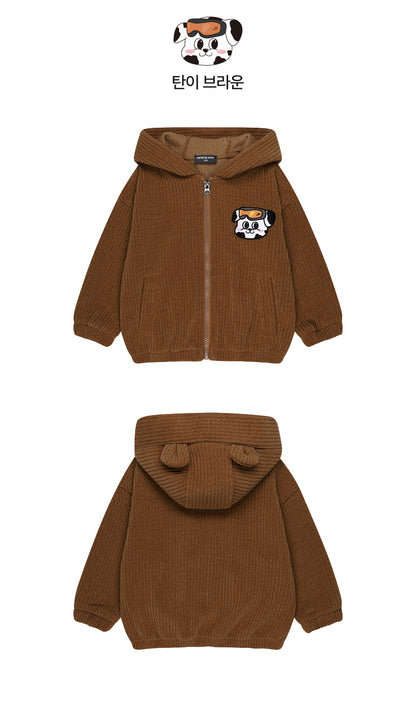Corduroy Ear Flap Hooded Zip-Up