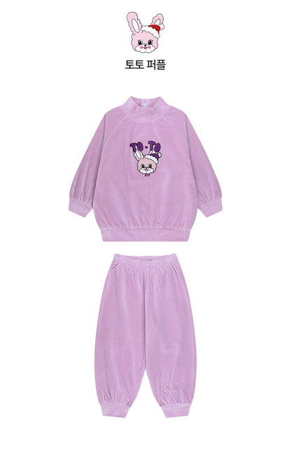 Velour Rib Mock Neck Raglan Set