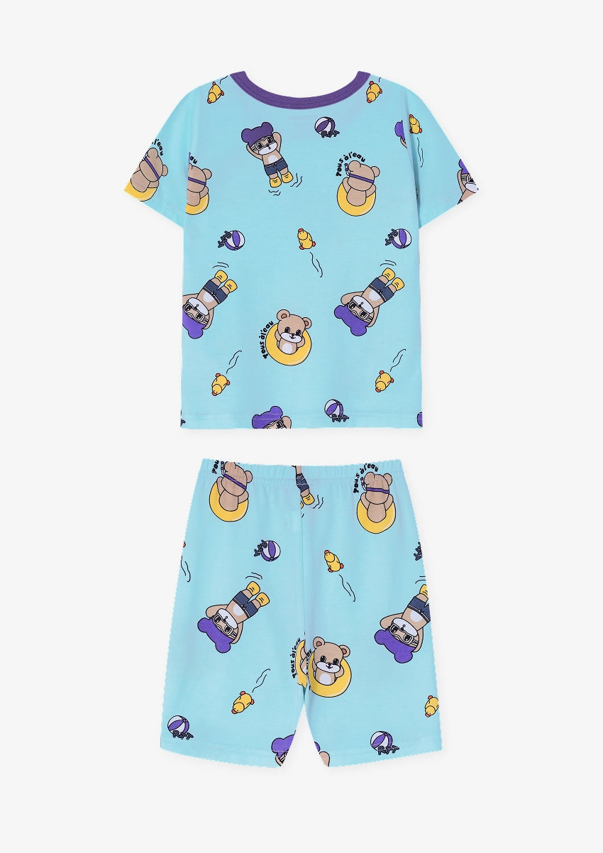 [26S] Cotton Modal All-Over Short Sleeve Slim Fit Loungewear