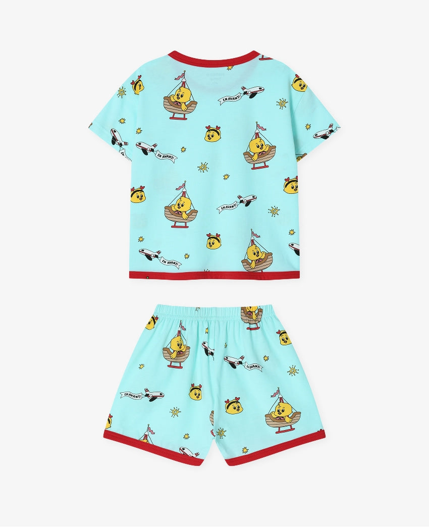[26S] Cotton Modal All-Over Short Sleeve Loose Fit Loungewear