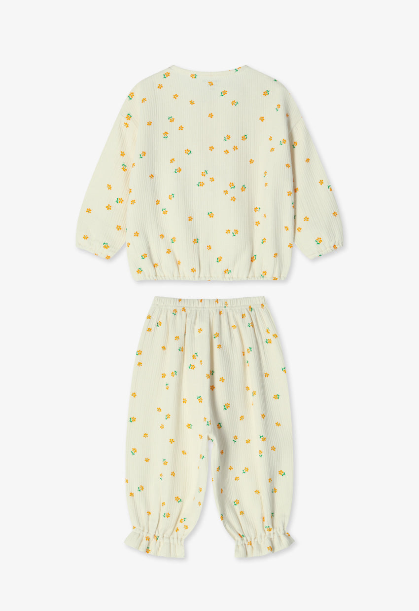 Soft Cotton Ruffle Cardigan Set