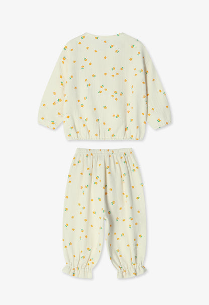 Soft Cotton Ruffle Cardigan Set