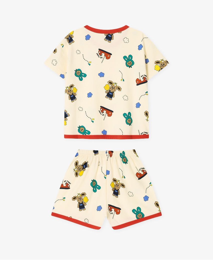 [26S] Cotton Modal All-Over Short Sleeve Loose Fit Loungewear