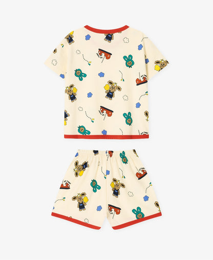 [26S] Cotton Modal All-Over Short Sleeve Loose Fit Loungewear