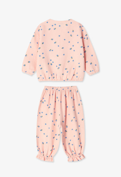 Soft Cotton Ruffle Cardigan Set