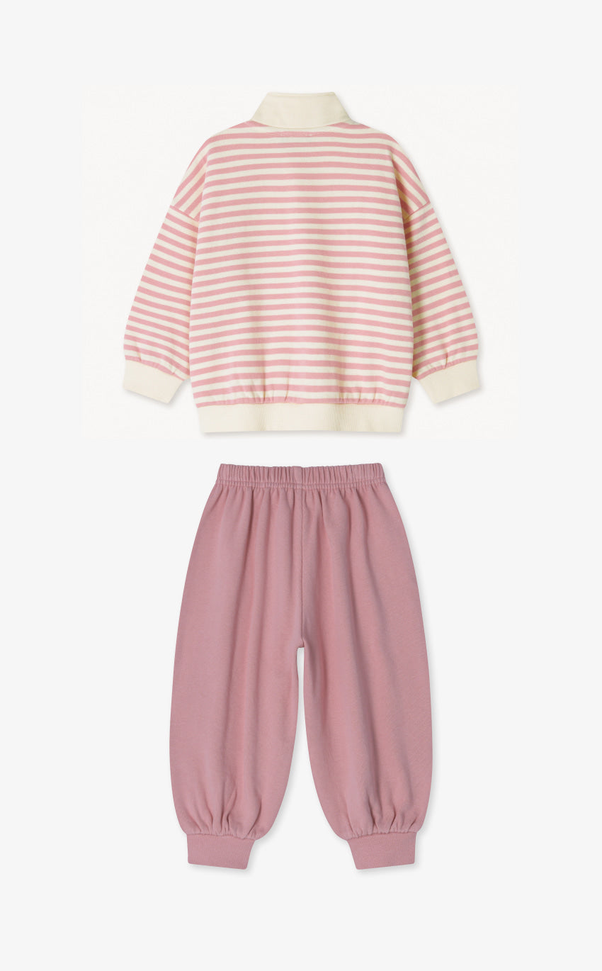 French Terry Half-Zip Stripe Set