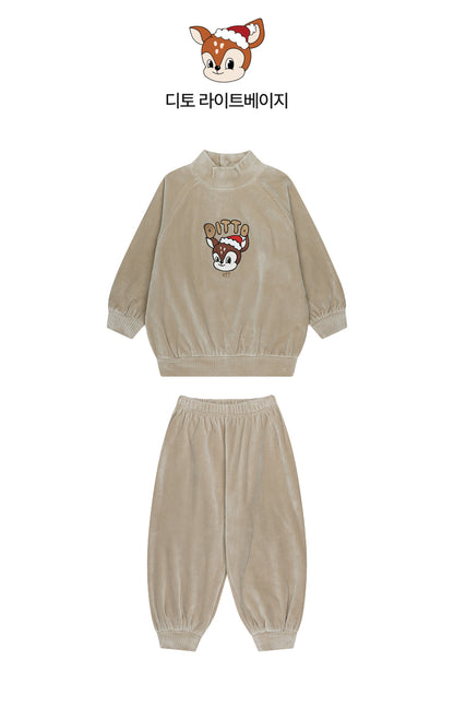 Velour Rib Mock Neck Raglan Set