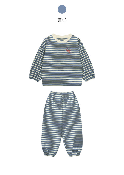 Double Brushed Fleece Retro Stripe Loungewear Set