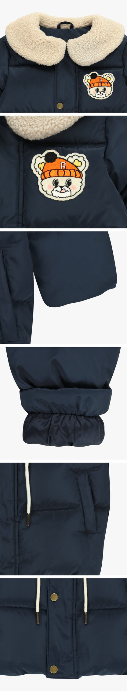 Polyester Down Jacket with Boa Collar