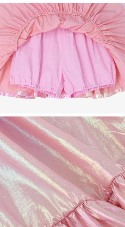 [26S] Glossy Shirring Skirt