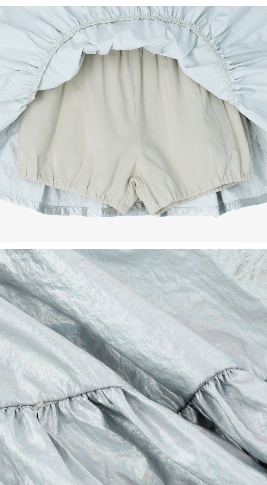 [26S] Glossy Shirring Skirt