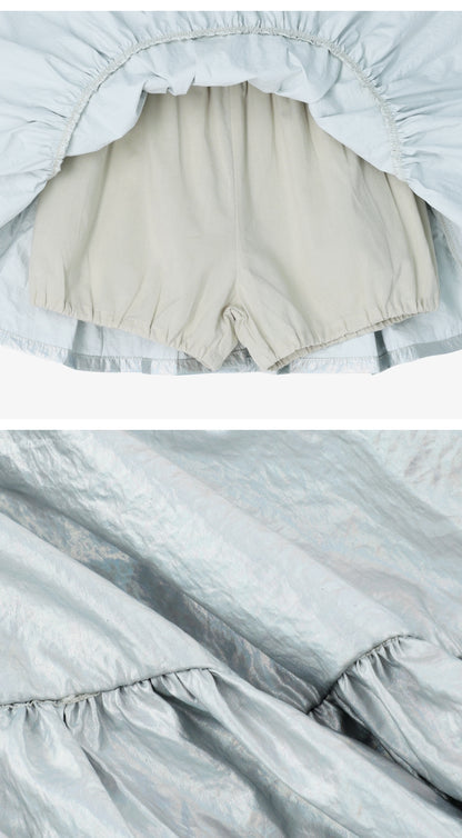 [26S] Glossy Shirring Skirt