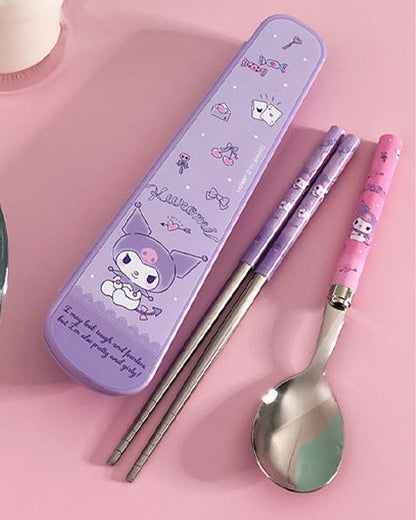 Kuromi Spoon/Chopsticks/Case Set