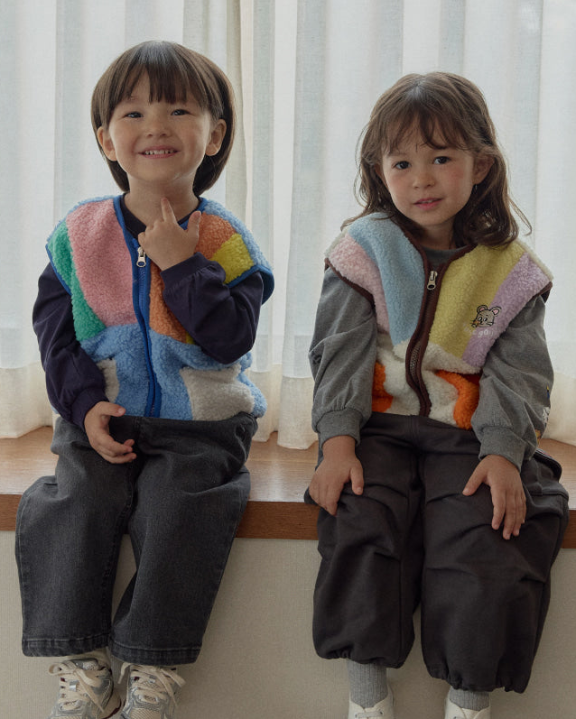 [26F] Paneled Color-Block Fleece Vest