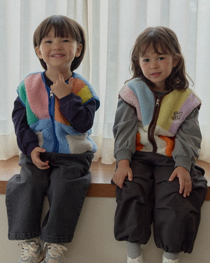[26F] Paneled Color-Block Fleece Vest