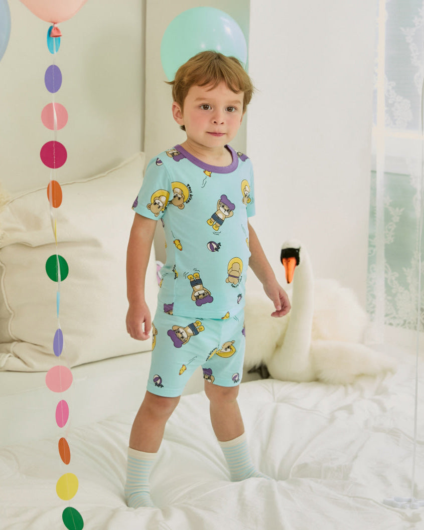 [26S] Cotton Modal All-Over Short Sleeve Slim Fit Loungewear