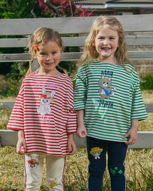 Single Jersey Stripe 3/4 Sleeve T-Shirt