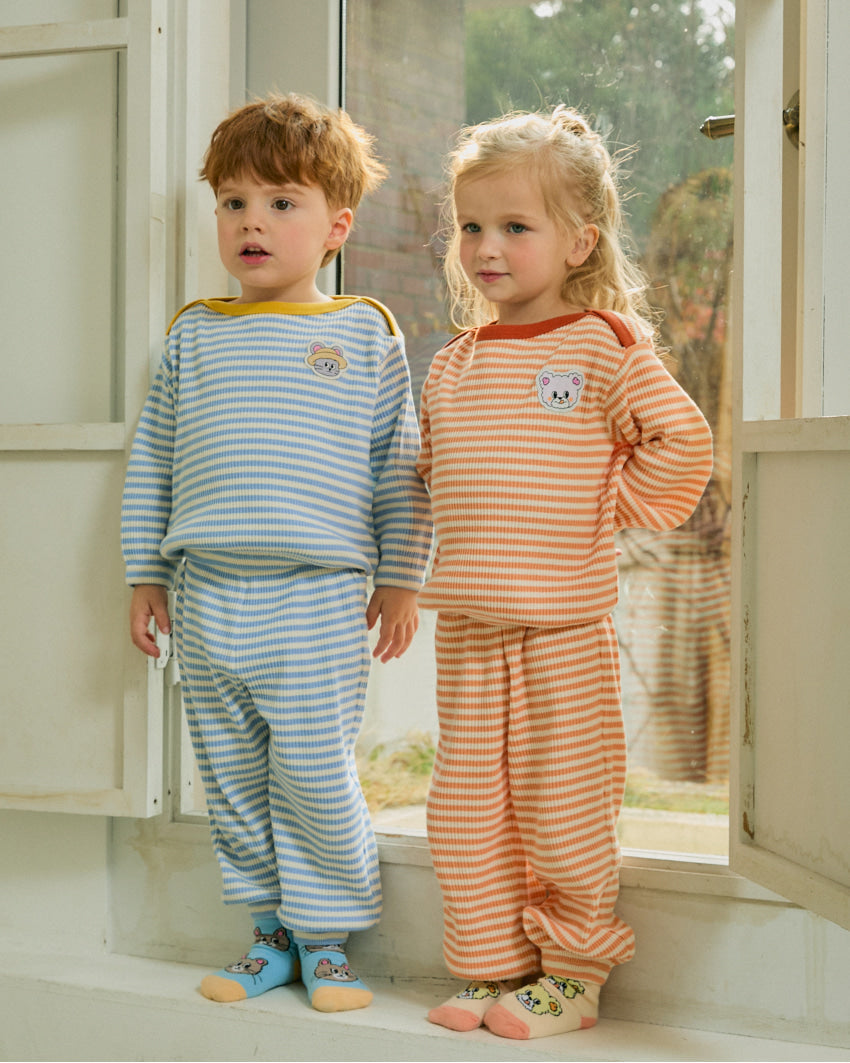 Ribbed Stripe Boatneck Loungewear