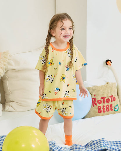 [26S] Cotton Modal All-Over Short Sleeve Loose Fit Loungewear