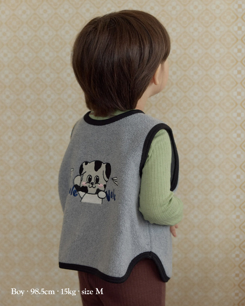 [26F] Fleece Color-Block Round Vest