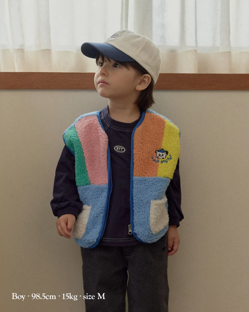 [26F] Paneled Color-Block Fleece Vest