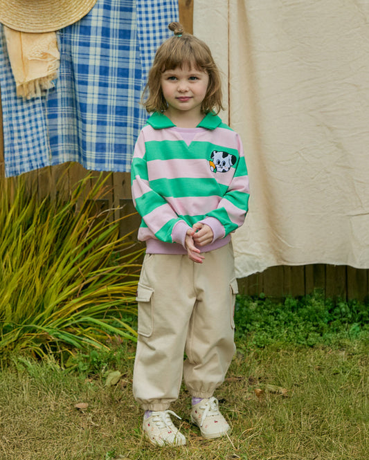 Mini French Terry Striped Collar Sweatshirt
