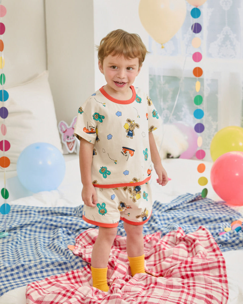 [26S] Cotton Modal All-Over Short Sleeve Loose Fit Loungewear