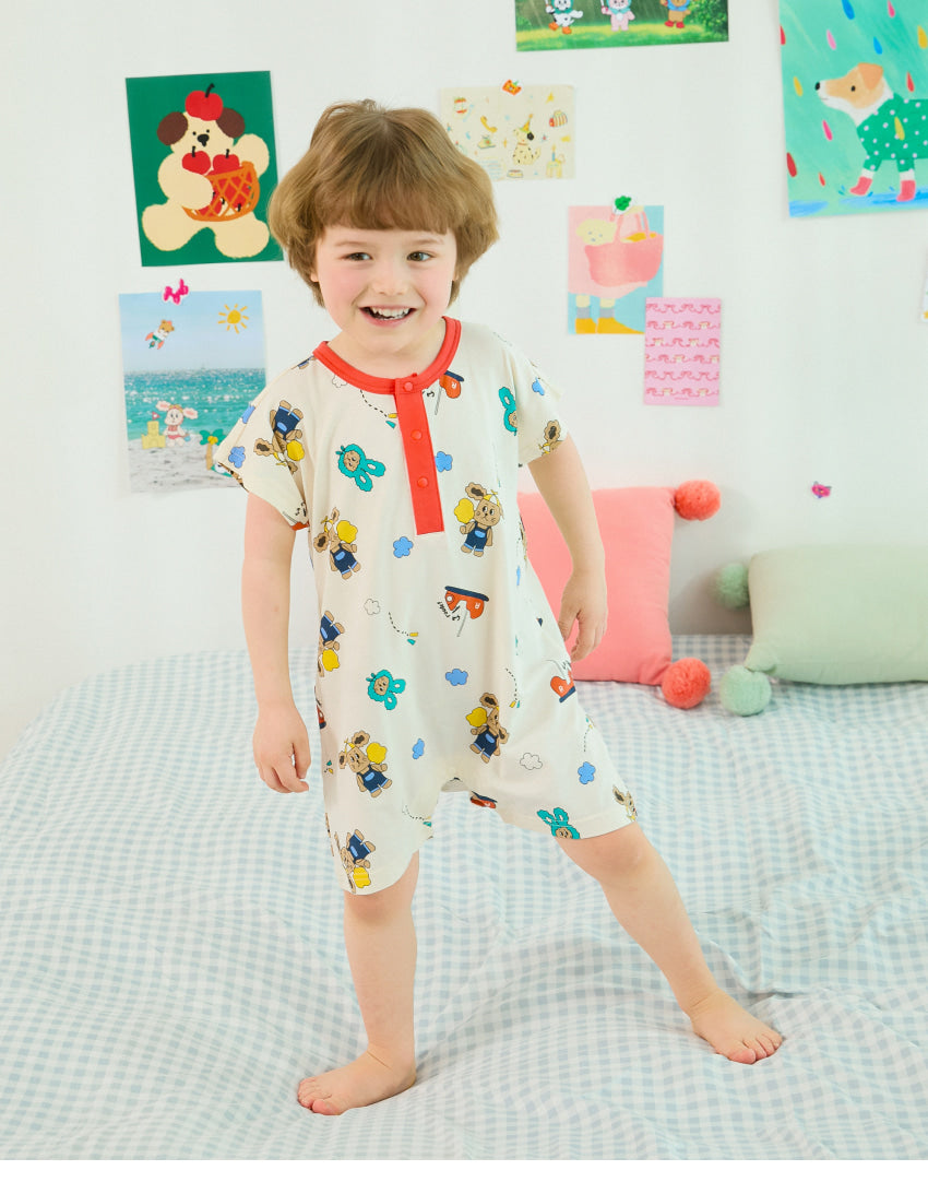 [26S] Cotton Modal All-Over Loose Fit Short Sleeve Suit