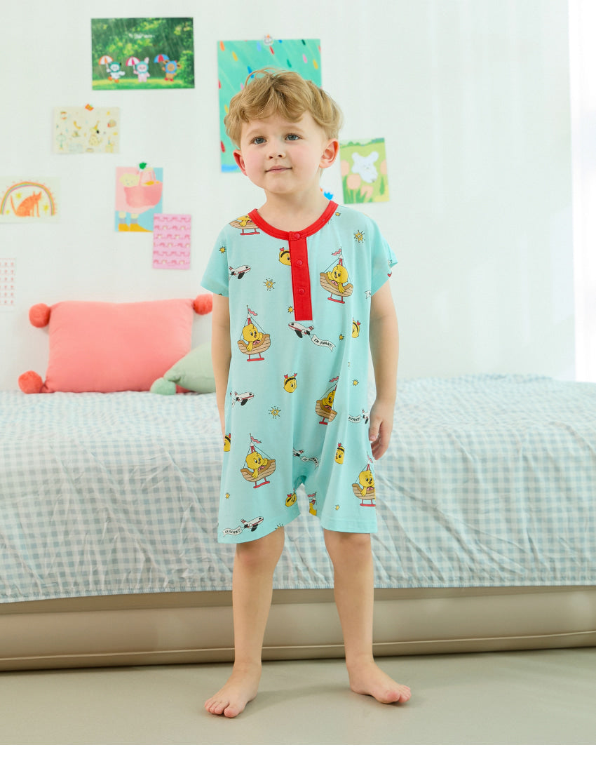 [26S] Cotton Modal All-Over Loose Fit Short Sleeve Suit