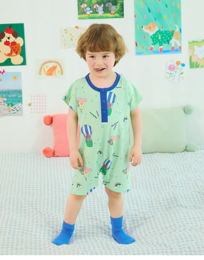 [26S] Cotton Modal All-Over Loose Fit Short Sleeve Suit