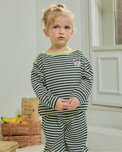 Ribbed Stripe Boatneck Loungewear