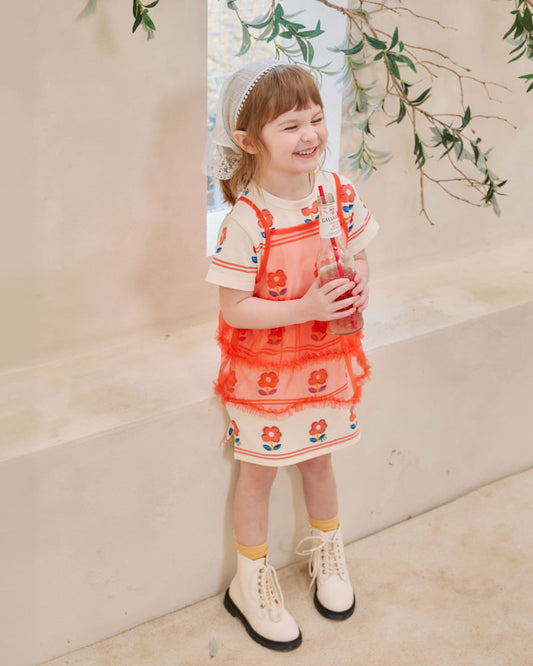 [26S] Flower Tulle Layered Dress