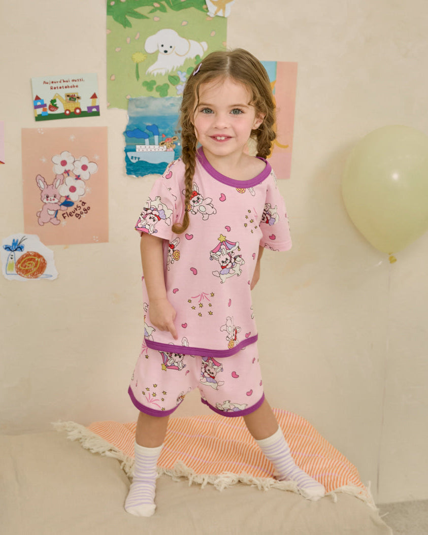 [26S] Cotton Modal All-Over Short Sleeve Loose Fit Loungewear