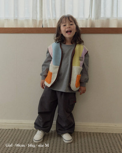 [26F] Paneled Color-Block Fleece Vest