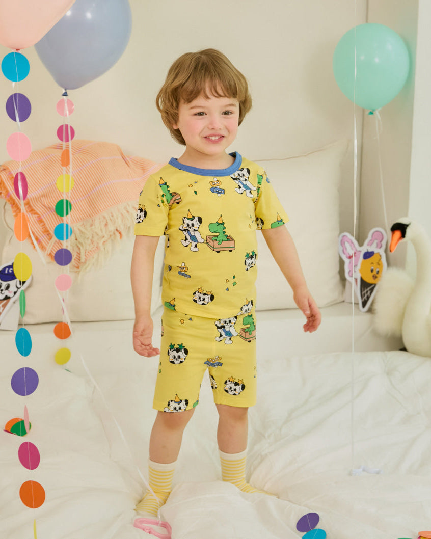 [26S] Cotton Modal All-Over Short Sleeve Slim Fit Loungewear