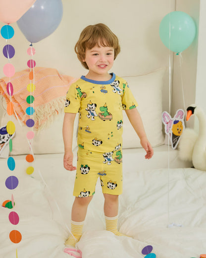 [26S] Cotton Modal All-Over Short Sleeve Slim Fit Loungewear