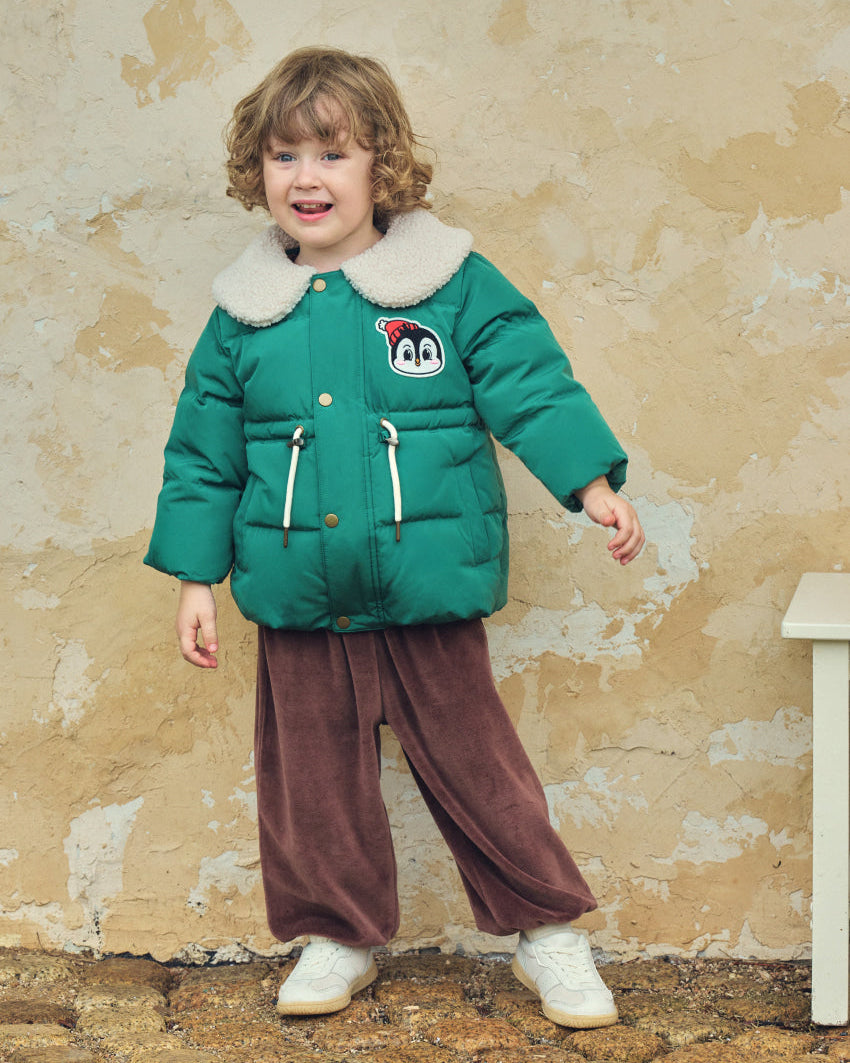 Polyester Down Jacket with Boa Collar