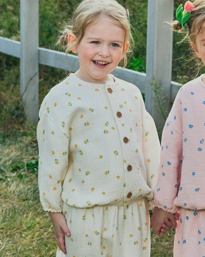 Soft Cotton Ruffle Cardigan Set