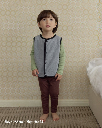 [26F] Fleece Color-Block Round Vest
