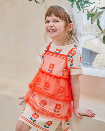 [26S] Flower Tulle Layered Dress