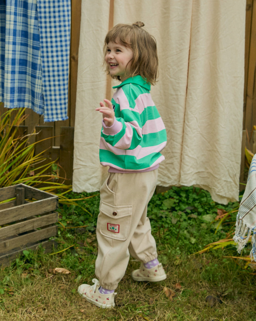 Mini French Terry Striped Collar Sweatshirt